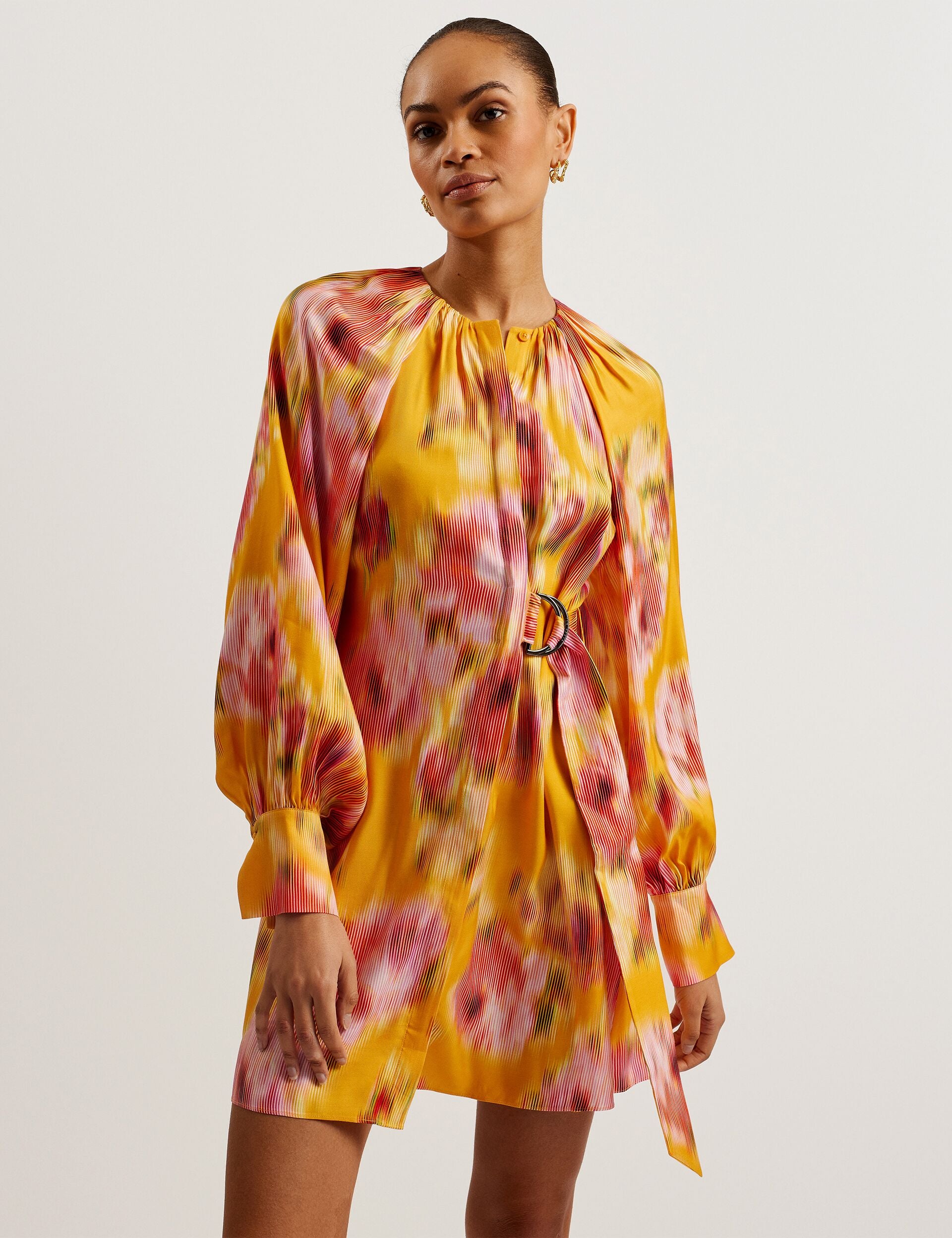 Blurred Floral Print Mini Dress | Akemi