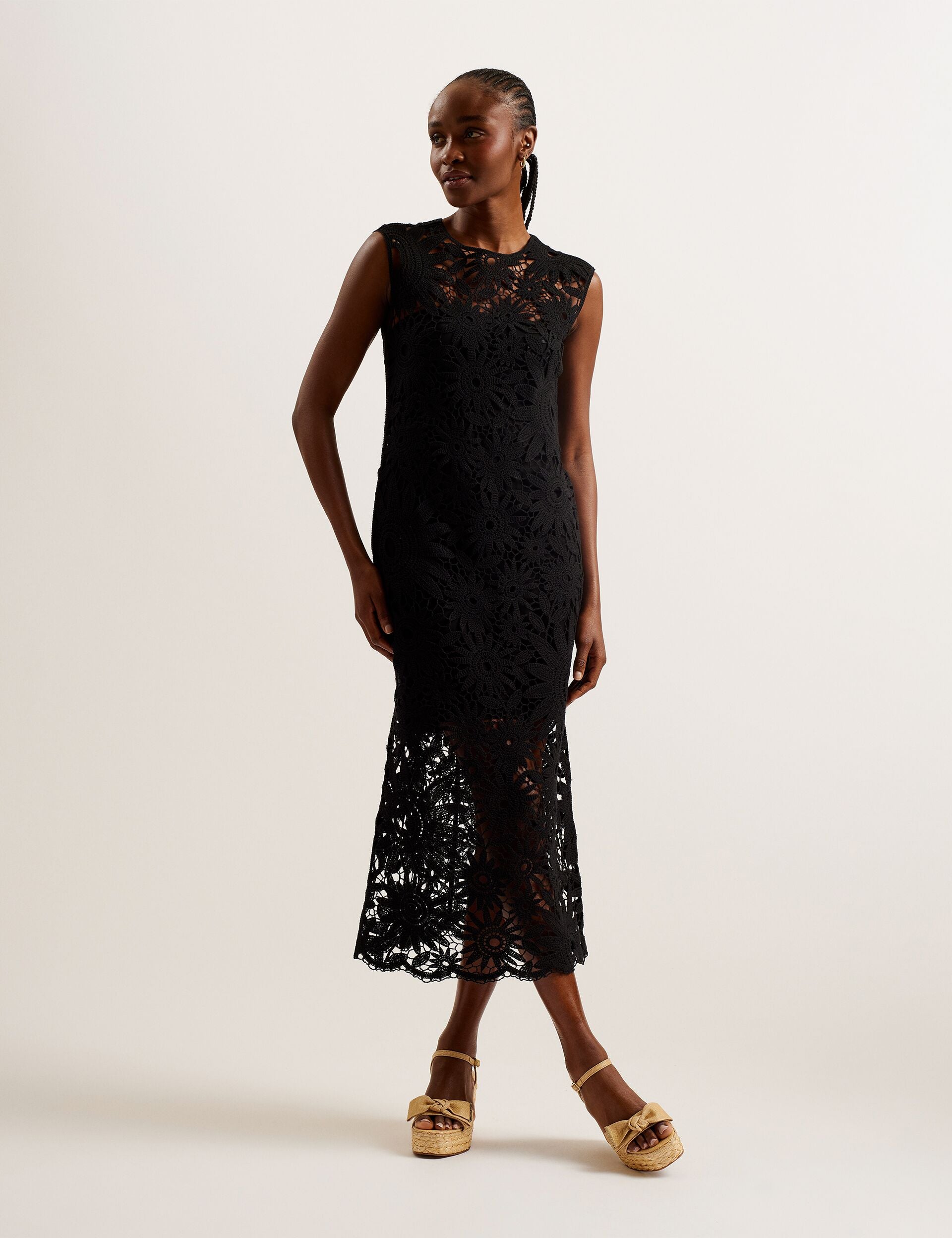 Black Crochet Midi Dress | Corha | Ted Baker US