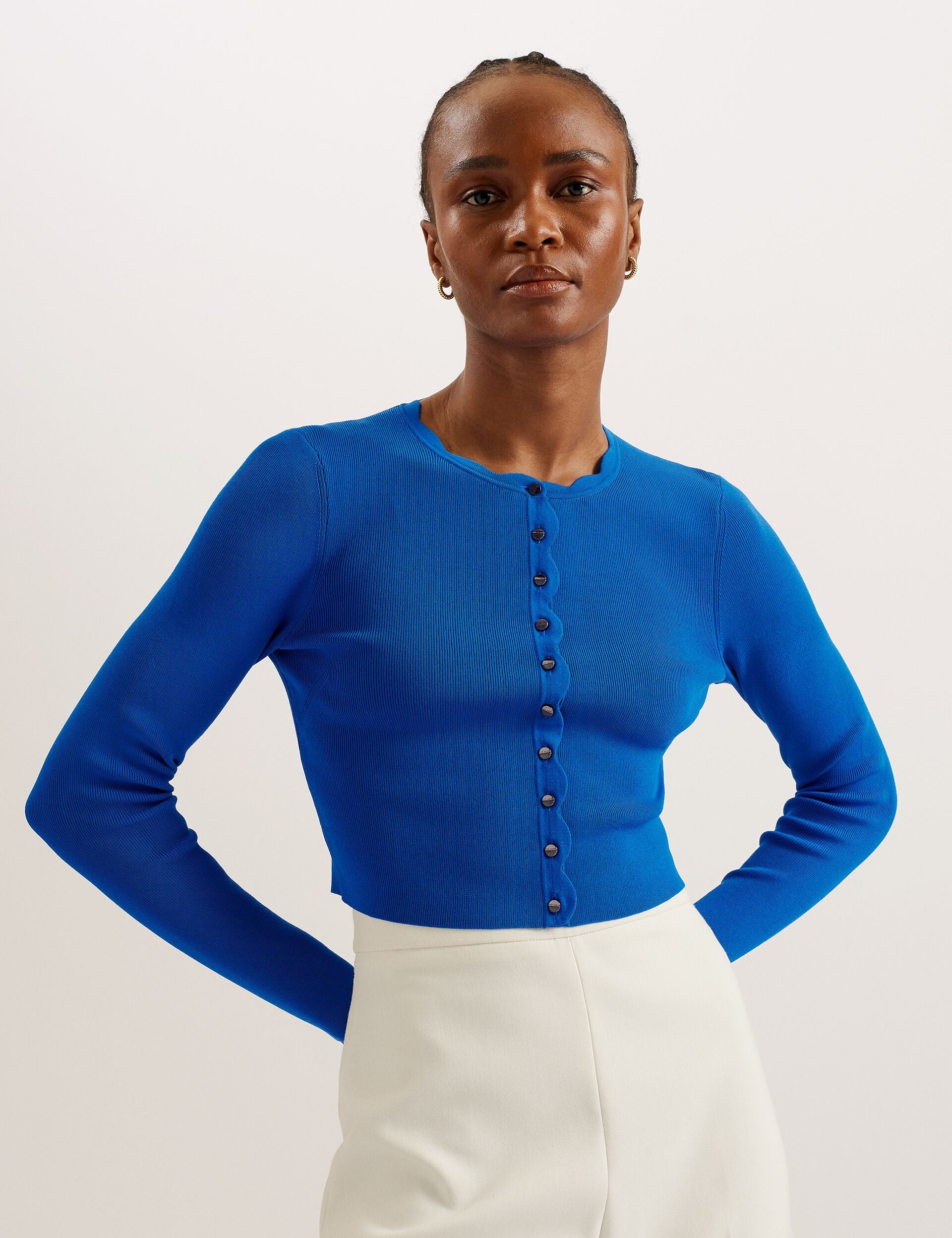 Mid Blue Scallop Trim Cardigan | Kklara | Ted Baker US