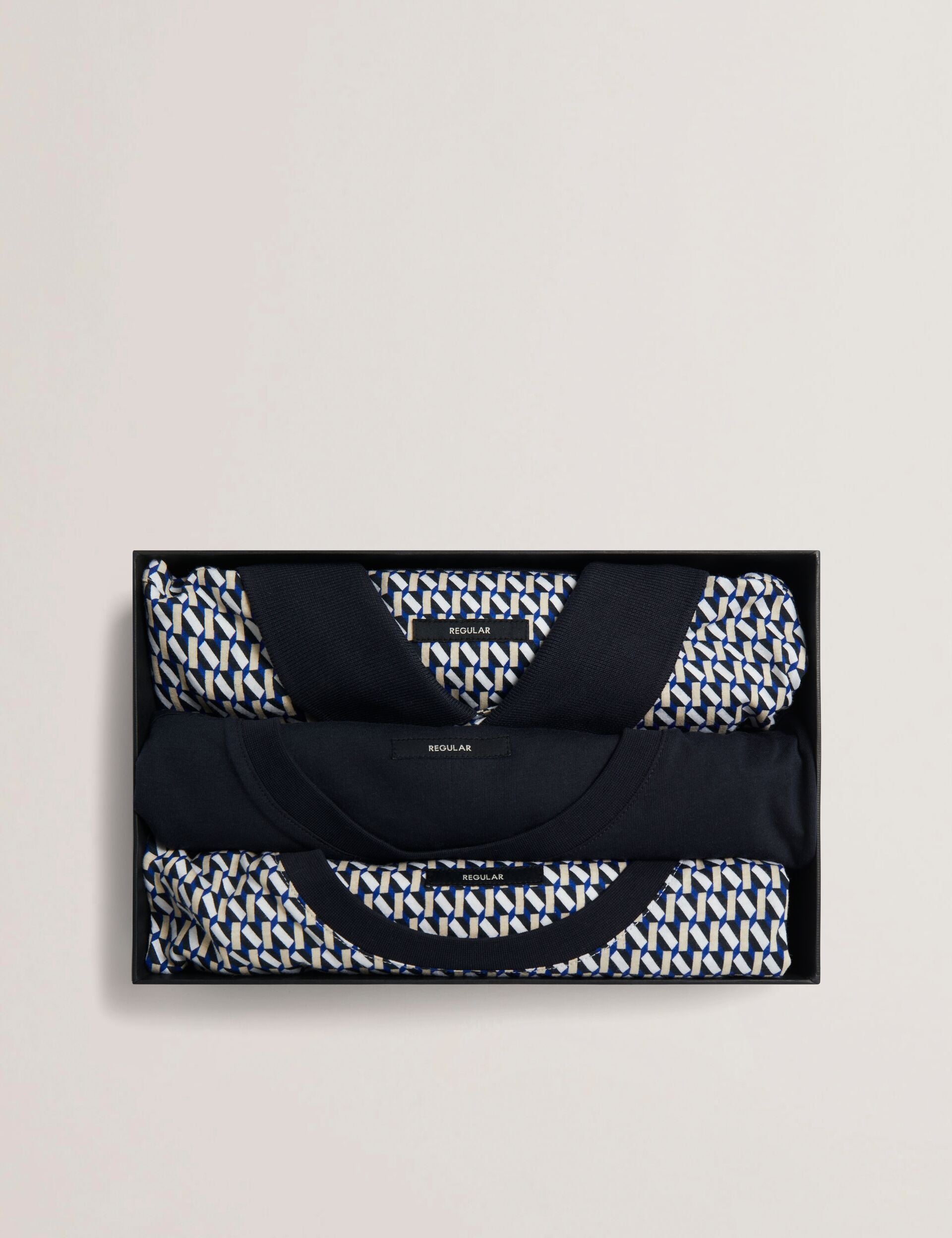 SANGS Geometric Jersey Top Gift Set in Navy
