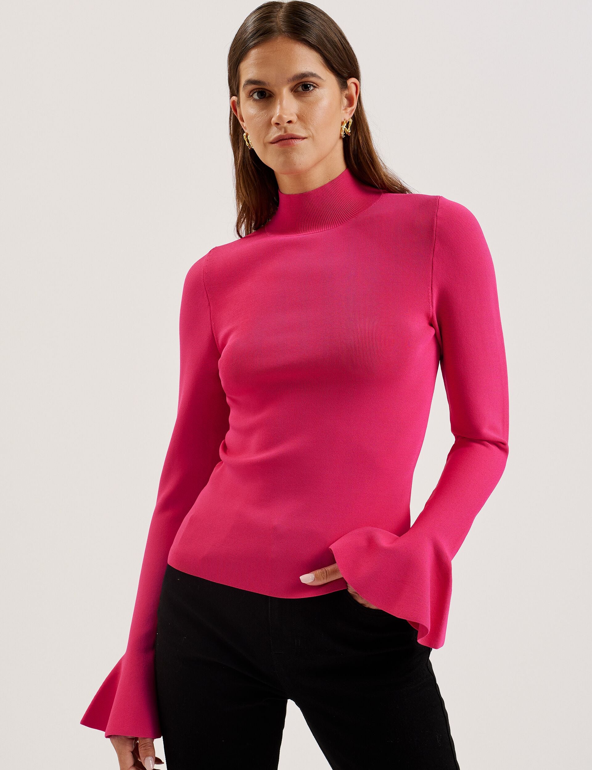 Haut Col Roulé Dana Buchman Fuchsia Taille 8 (M) - Occasion Très Bon état