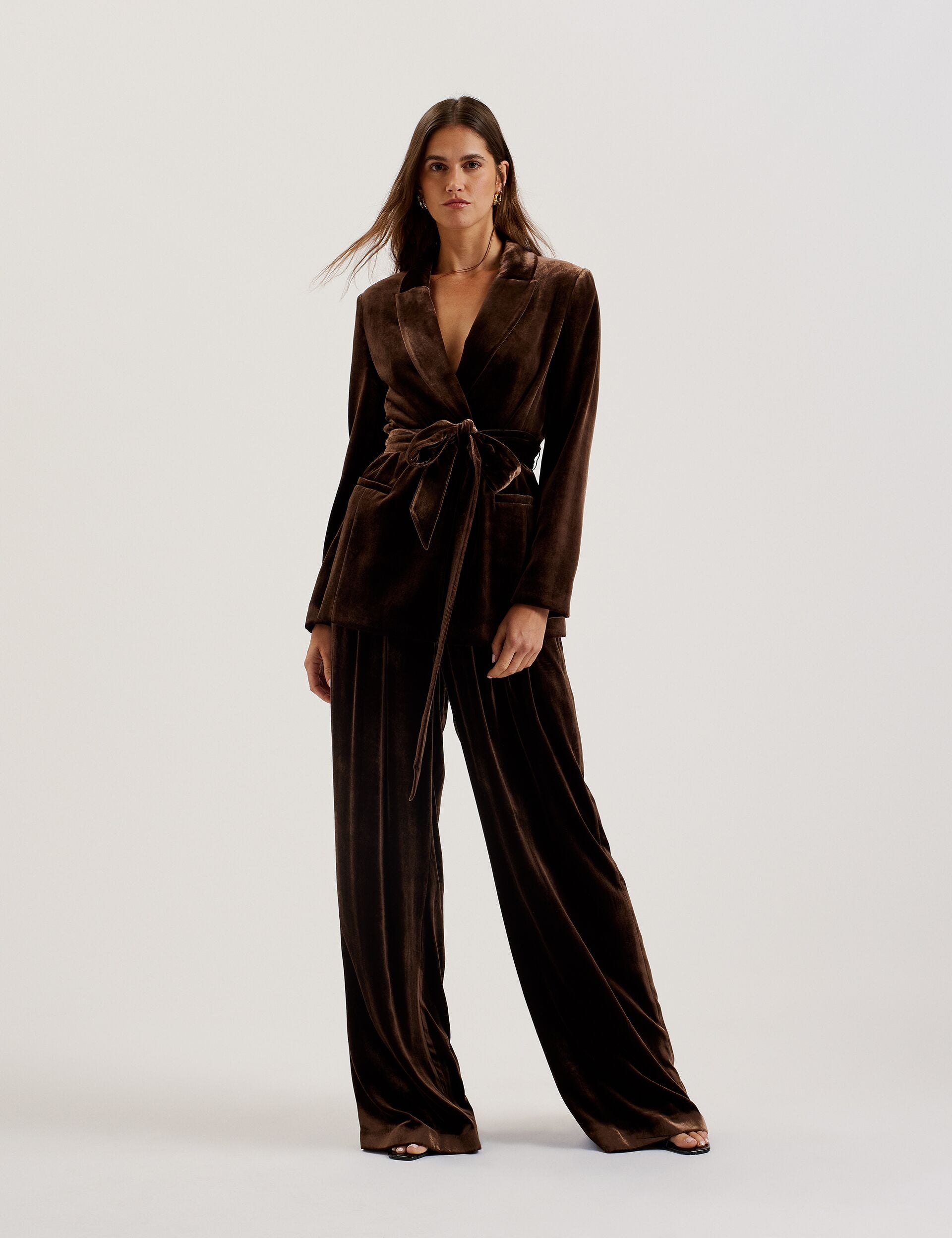 BELVET Pleated Wide-Leg Baggy Pants Velvet Wide Trousers pants 