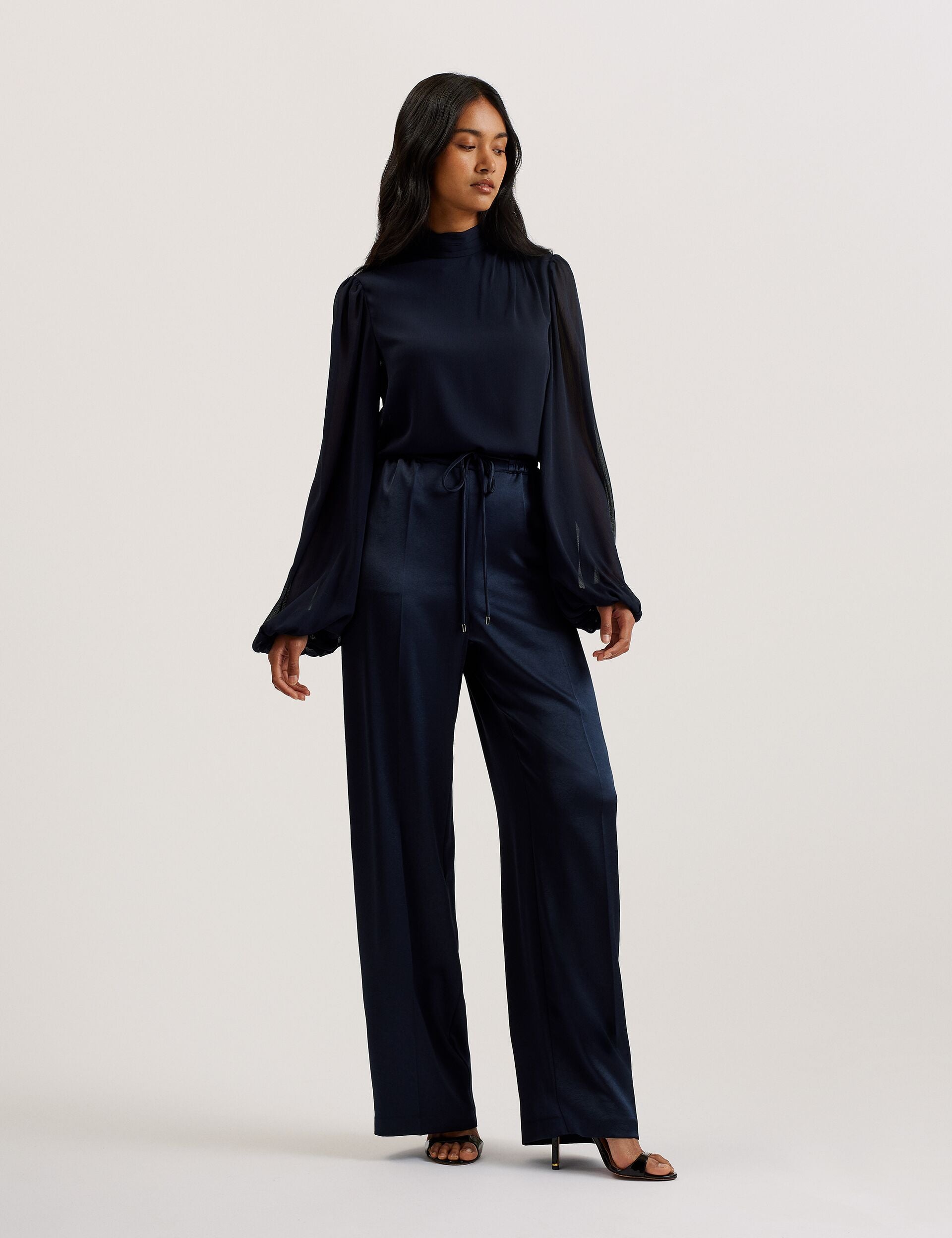 OTONA SATIN WIDE SALOPETTE (NAVY)