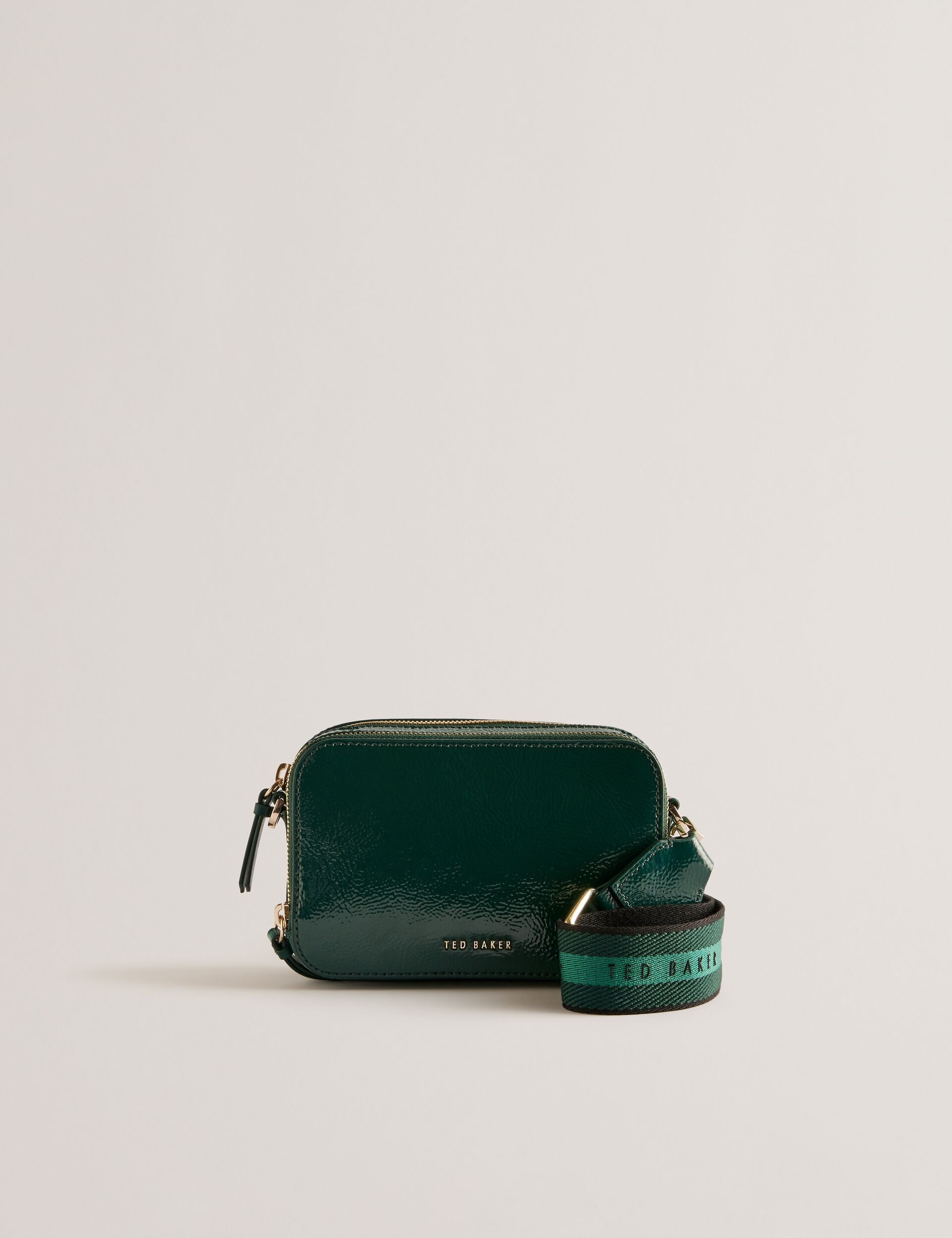 Mid-green Patent Leather Webbing Camera Bag Stunwa Ted Baker UK