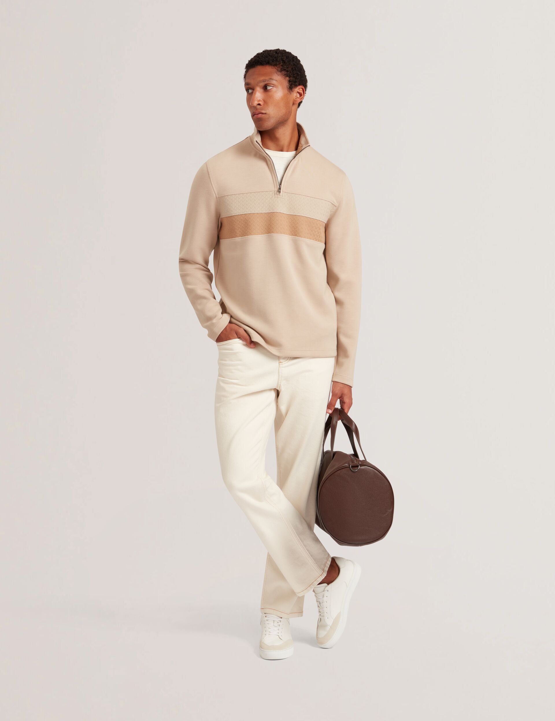 ハネッコ Stripe Panel Zip Neck Sweatshirt | Viktoro | Ted Baker US