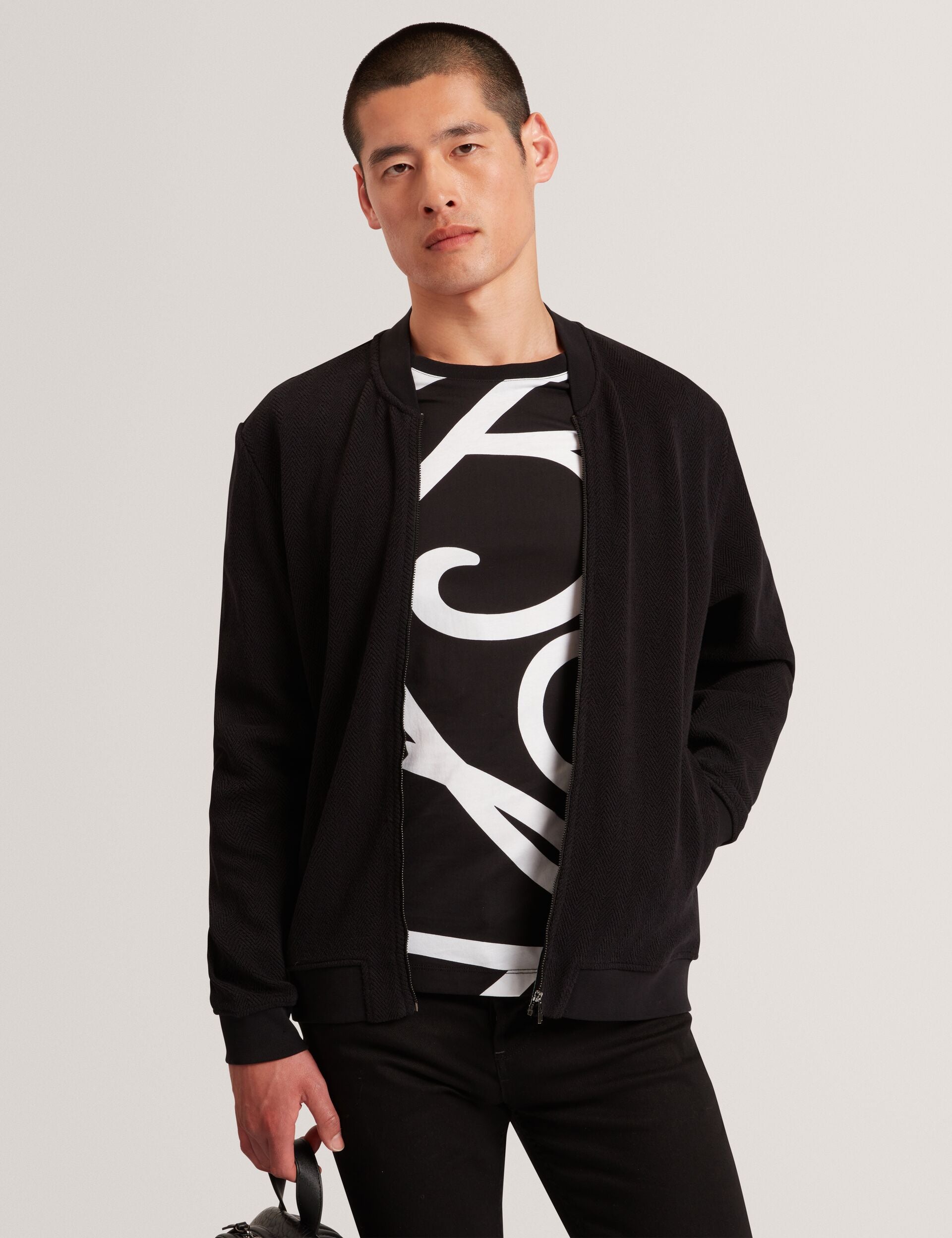 Herringbone Texture Zip-up Bomber Jacket | Branis | Ted Baker IE
