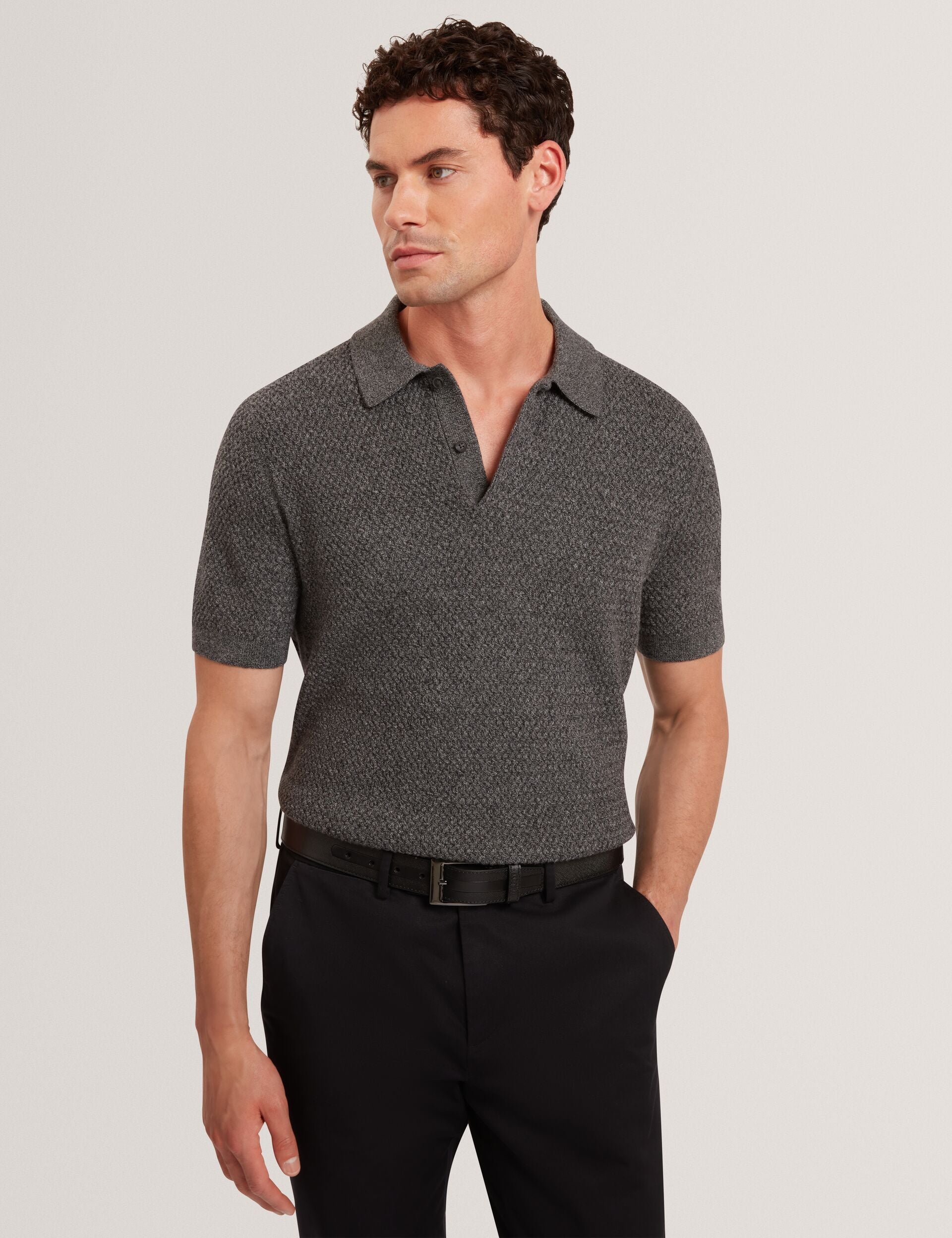 Textured Stitch Knitted Polo Shirt | Janko | Ted Baker UK