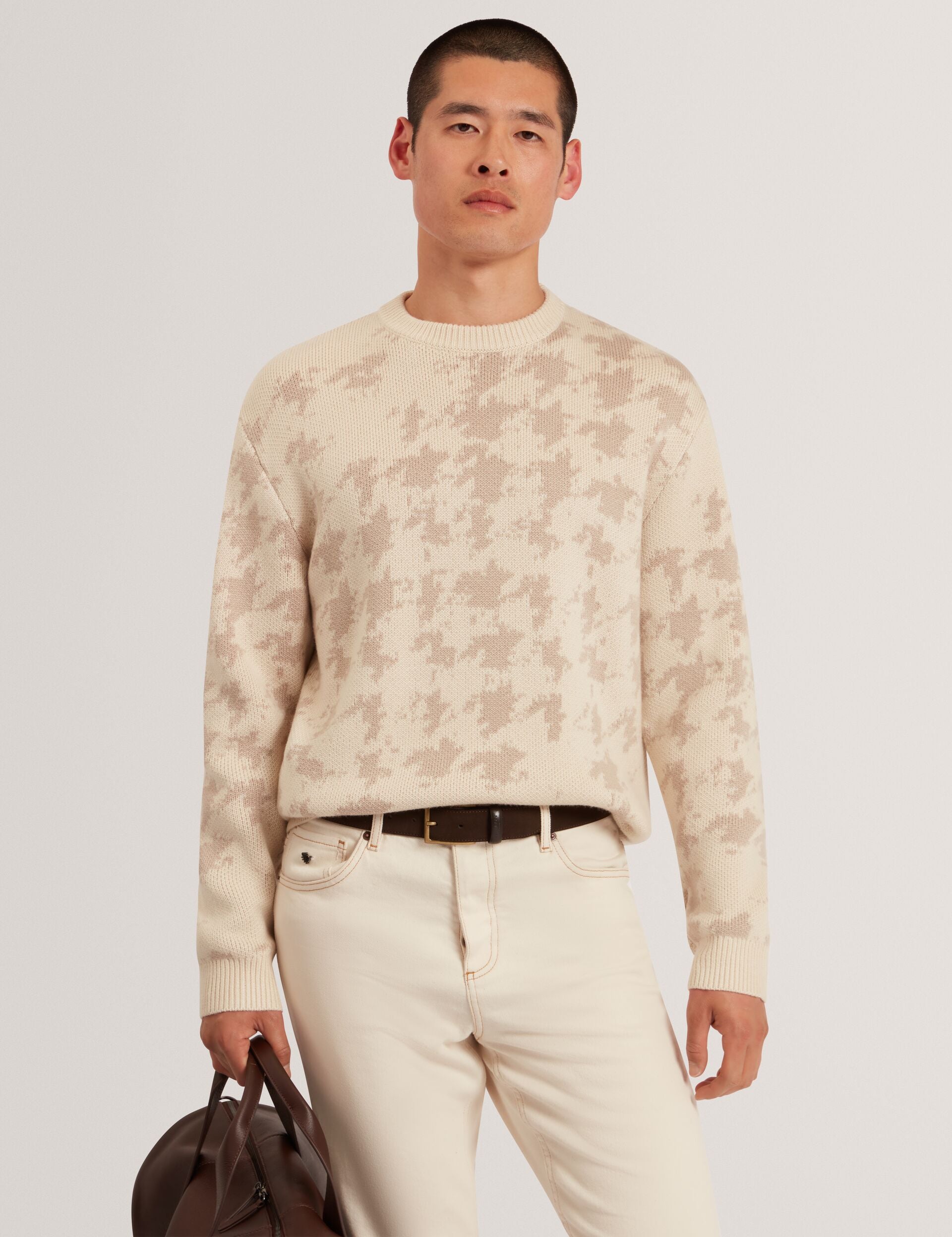 Andequal checked pattern knit ベージュ Ecru Houndstooth Print Chunky Knit Jumper | Zendayd | Ted Baker US