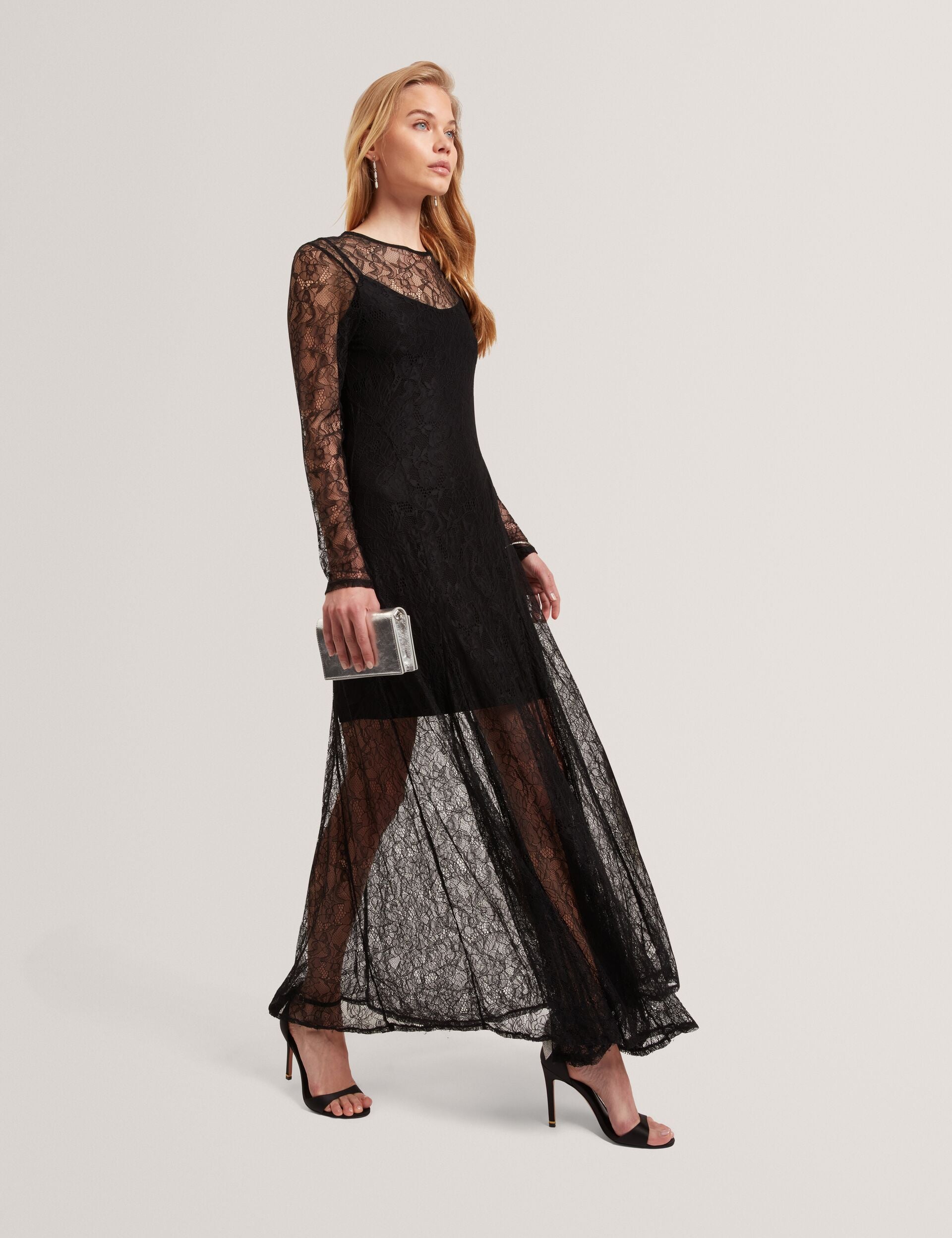 Sheer Lace Long Sleeve Maxi Dress | Petunya | Ted Baker UK Sheer Lace Long Sleeve Maxi Dress | Petunya | Ted Baker UK