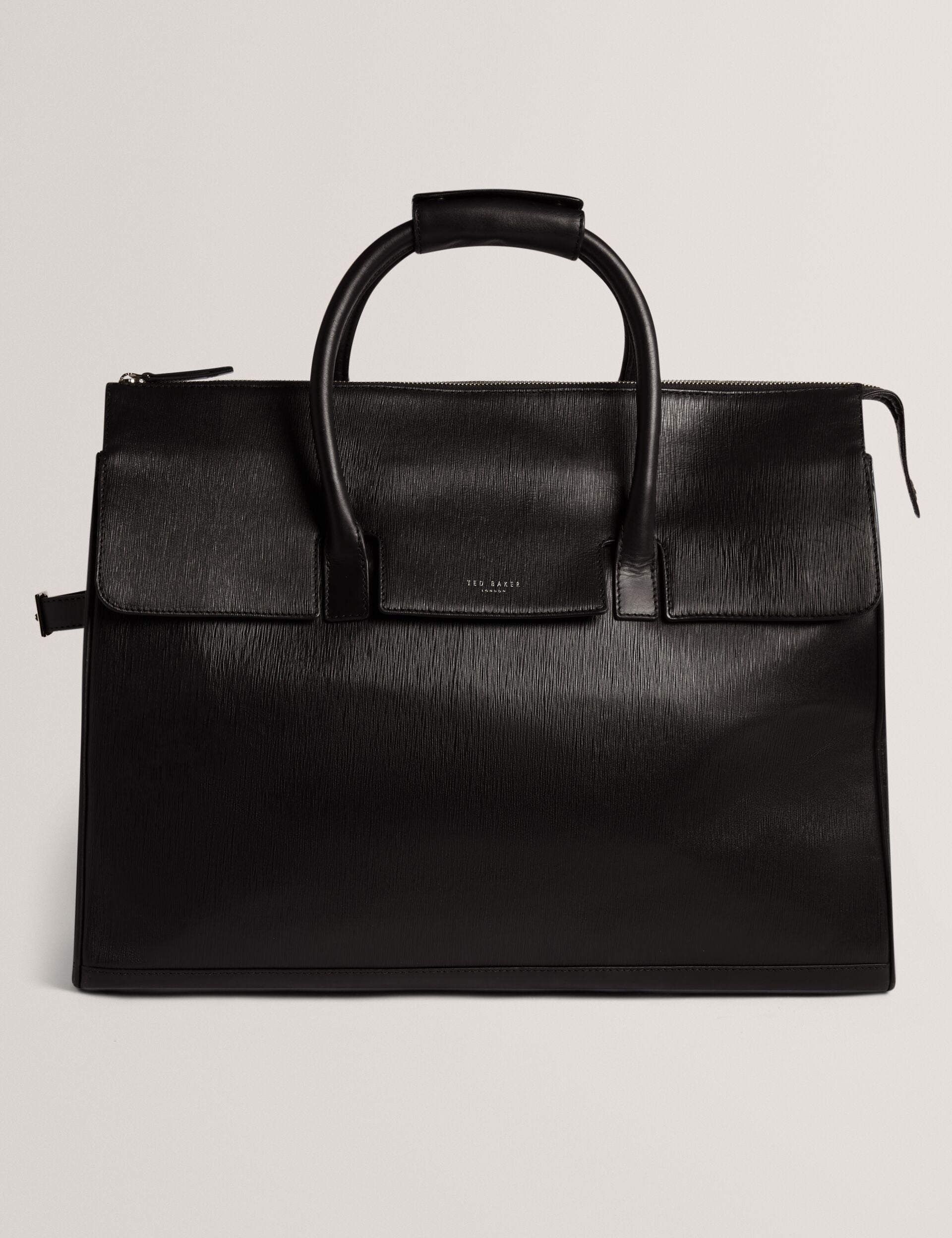 Black Bark Grained Leather Weekend Travel Bag | Bakers | Ted Baker UK