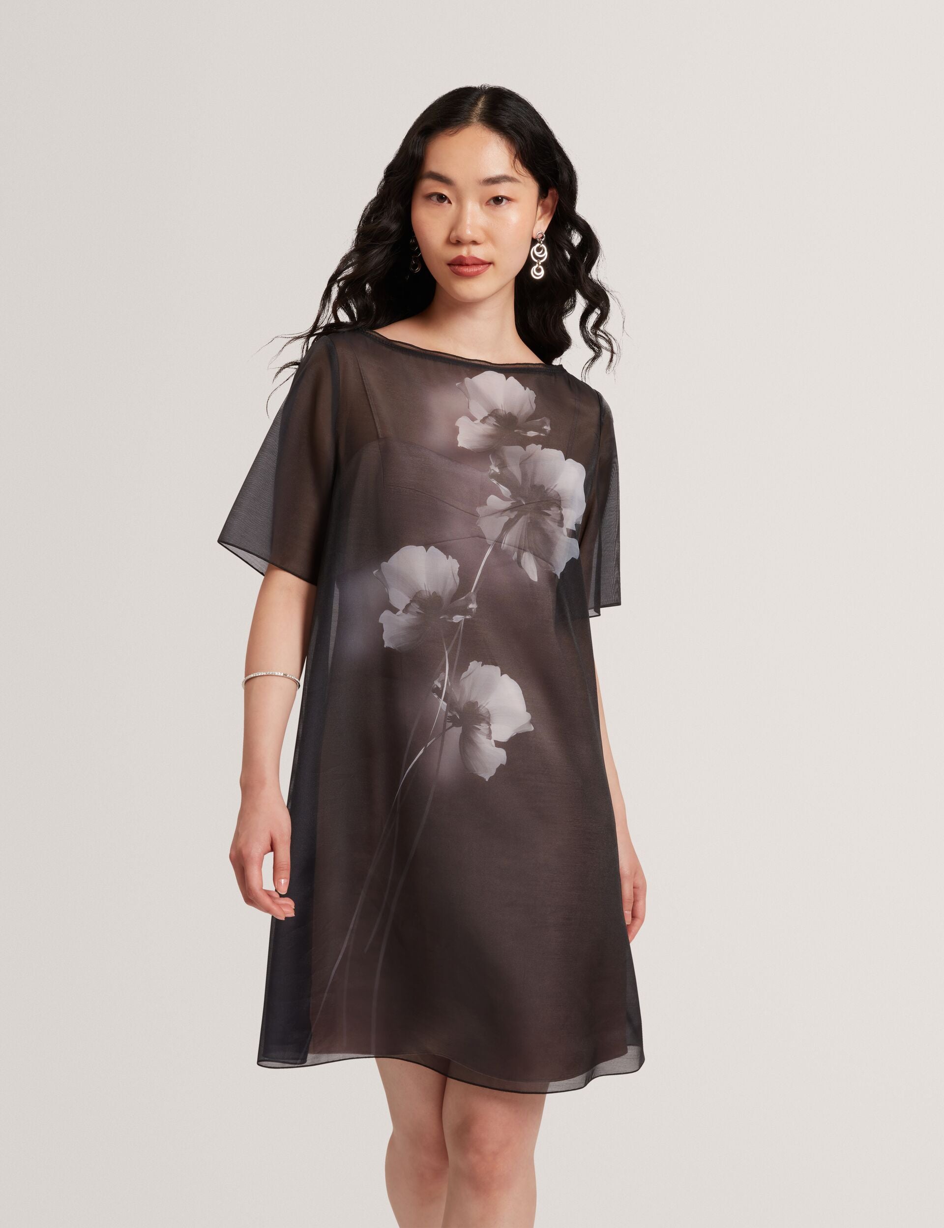 olivia grey dress Olivia Grey Print Sparkle Lace Trim Dress main image 0