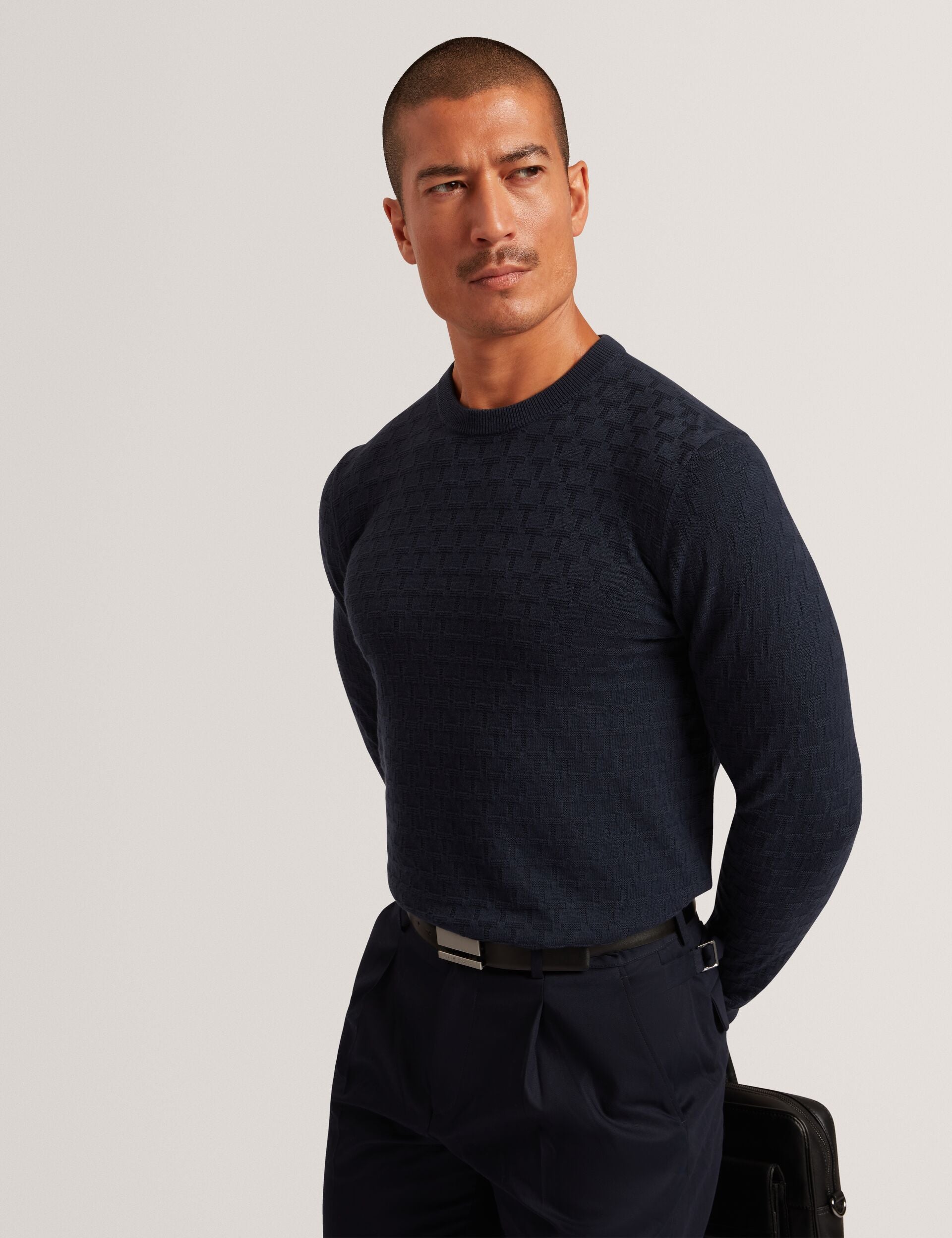 Branded Texture Crew Neck Jumper | Sainsy | Ted Baker UK