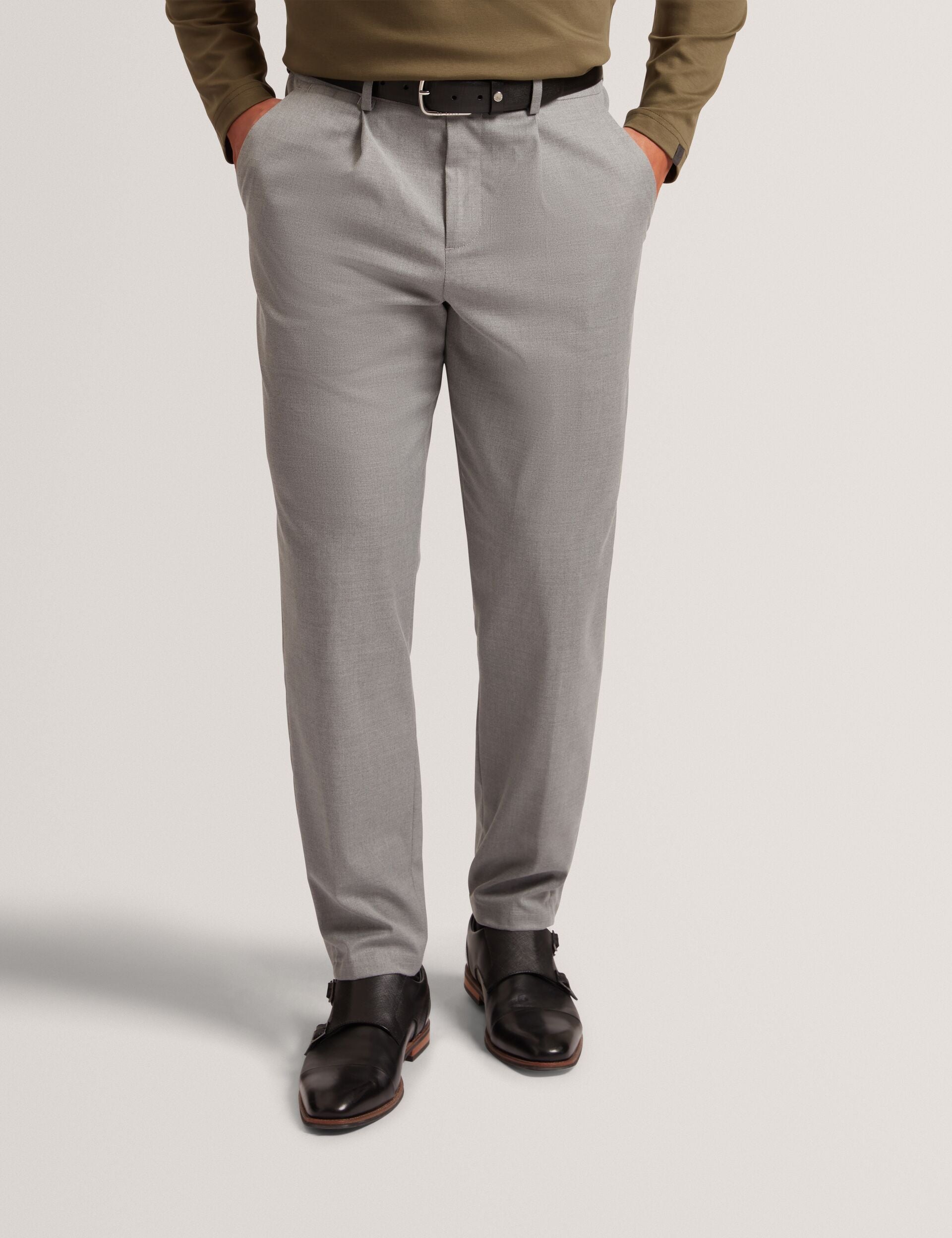 Tapered Fit Pleated Smart Trousers | Salson