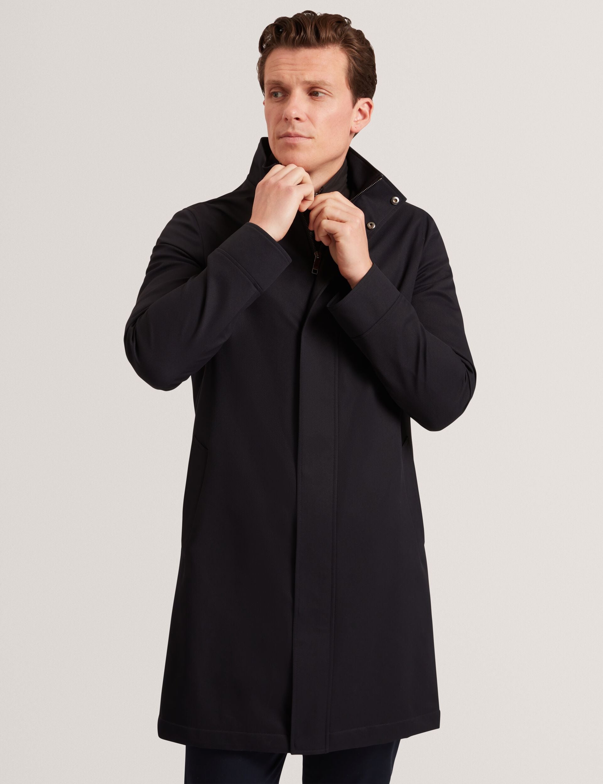 Navy Funnel Neck Longline Jacket With Liner | Ruabon | Ted Baker US