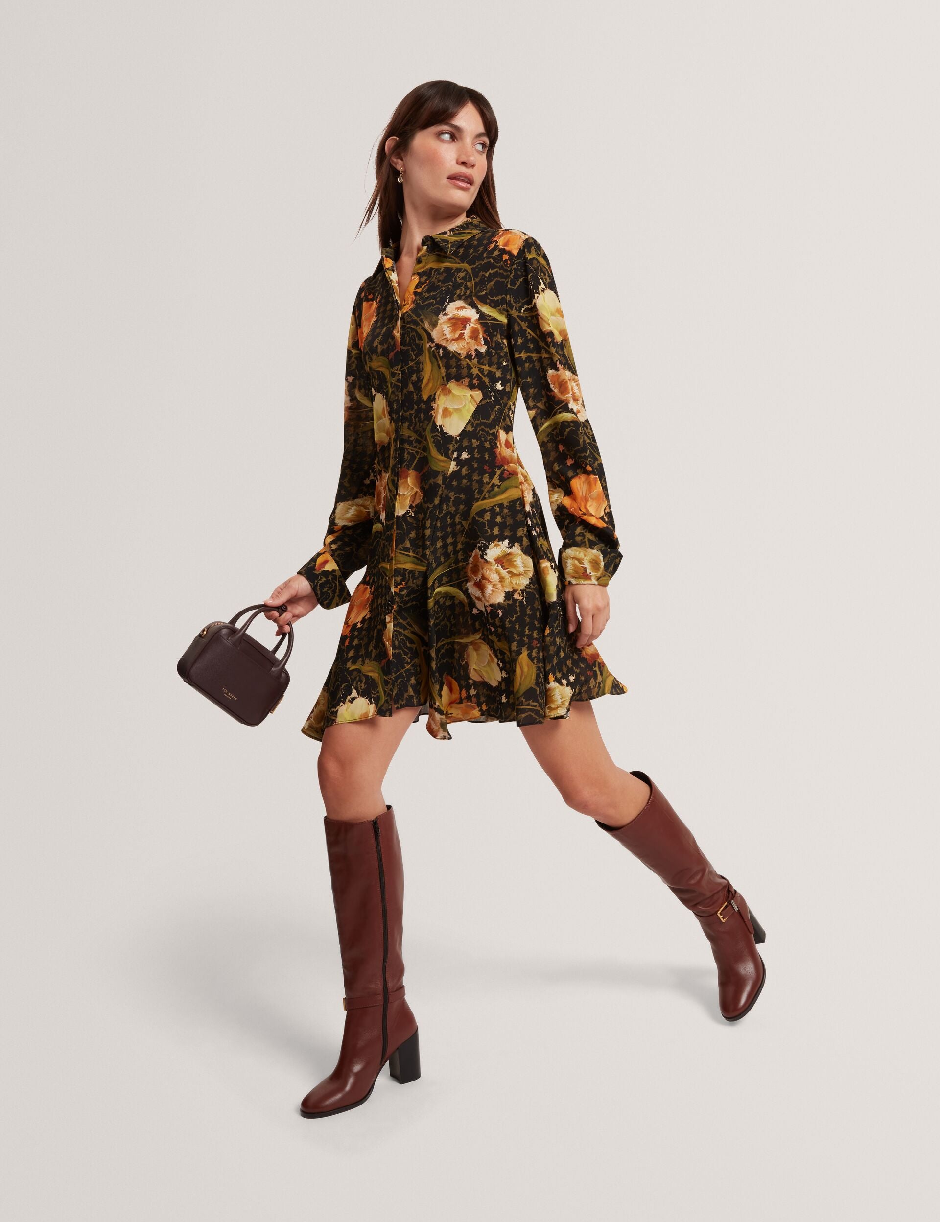 Floral Check Print Mini Shirt Dress | Indivia | Ted Baker UK