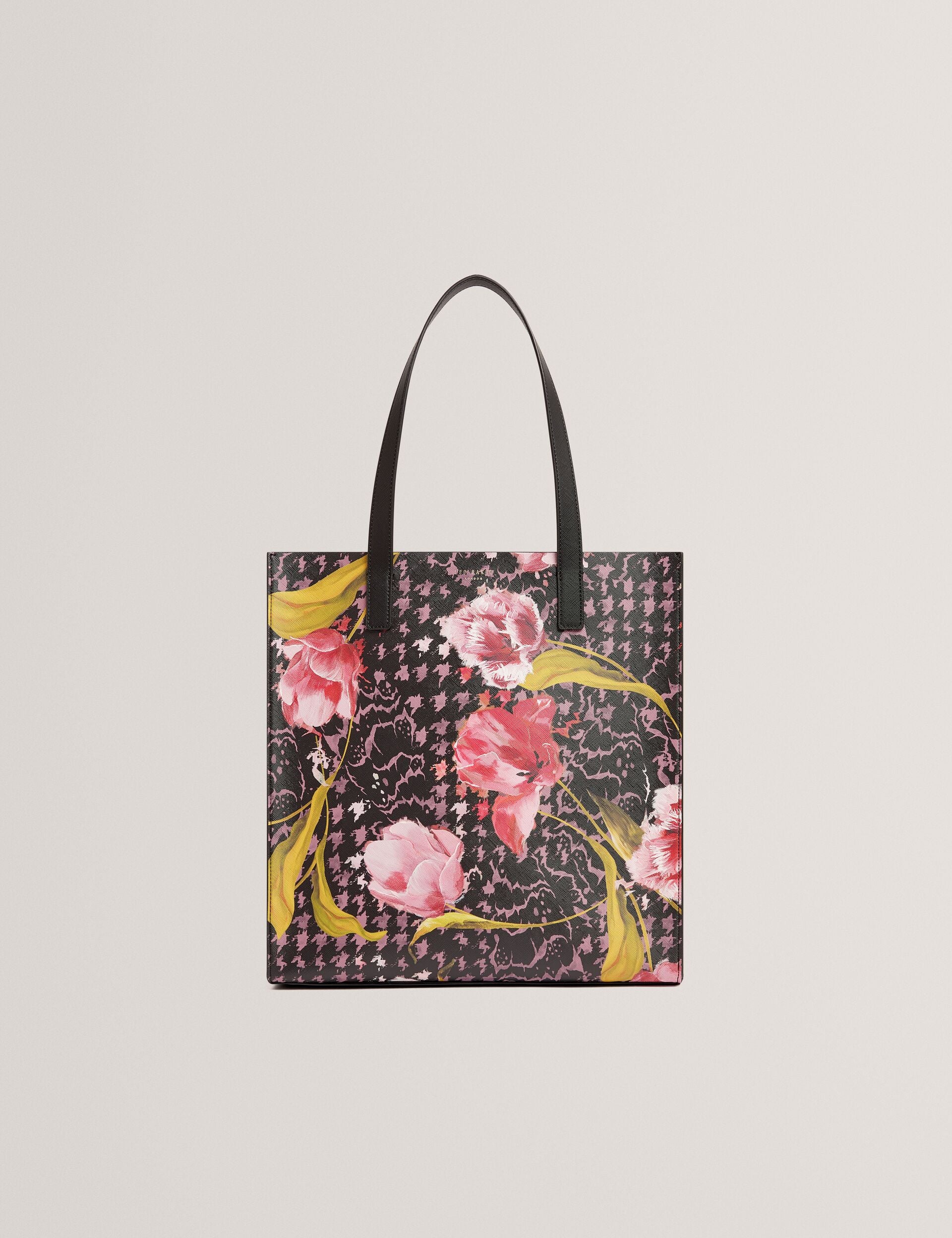 TULLSA Floral Check Print Large Icon Tote Bag