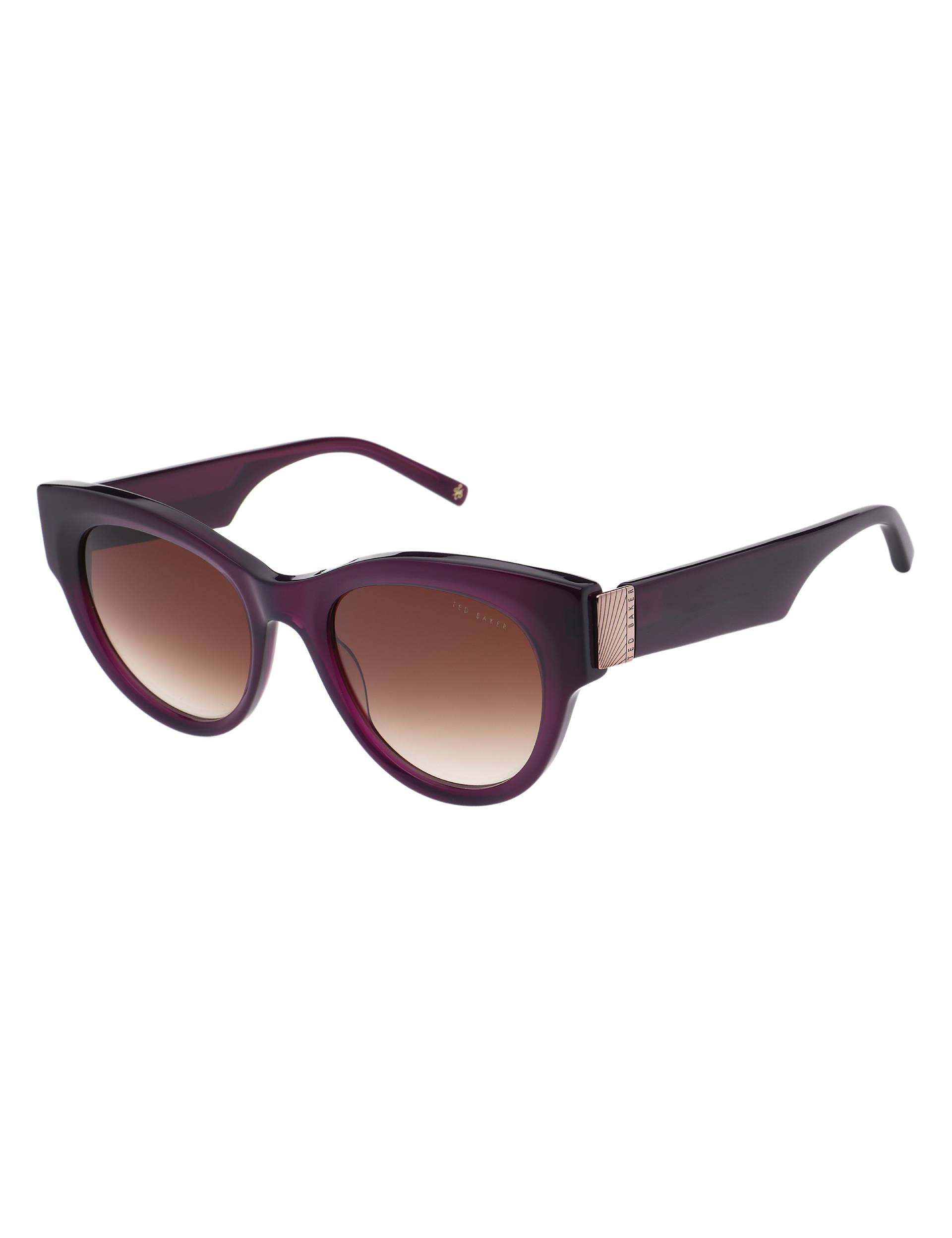 Ted Baker Plum Cat-Eye Sunglasses with Gradient Lenses Plum Hardware Detail Cat Eye Sunglasses | Farah | Ted Baker IE main image 2