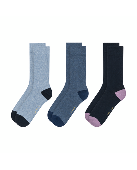 3 Pack Contrast Heel Toe Crew Socks