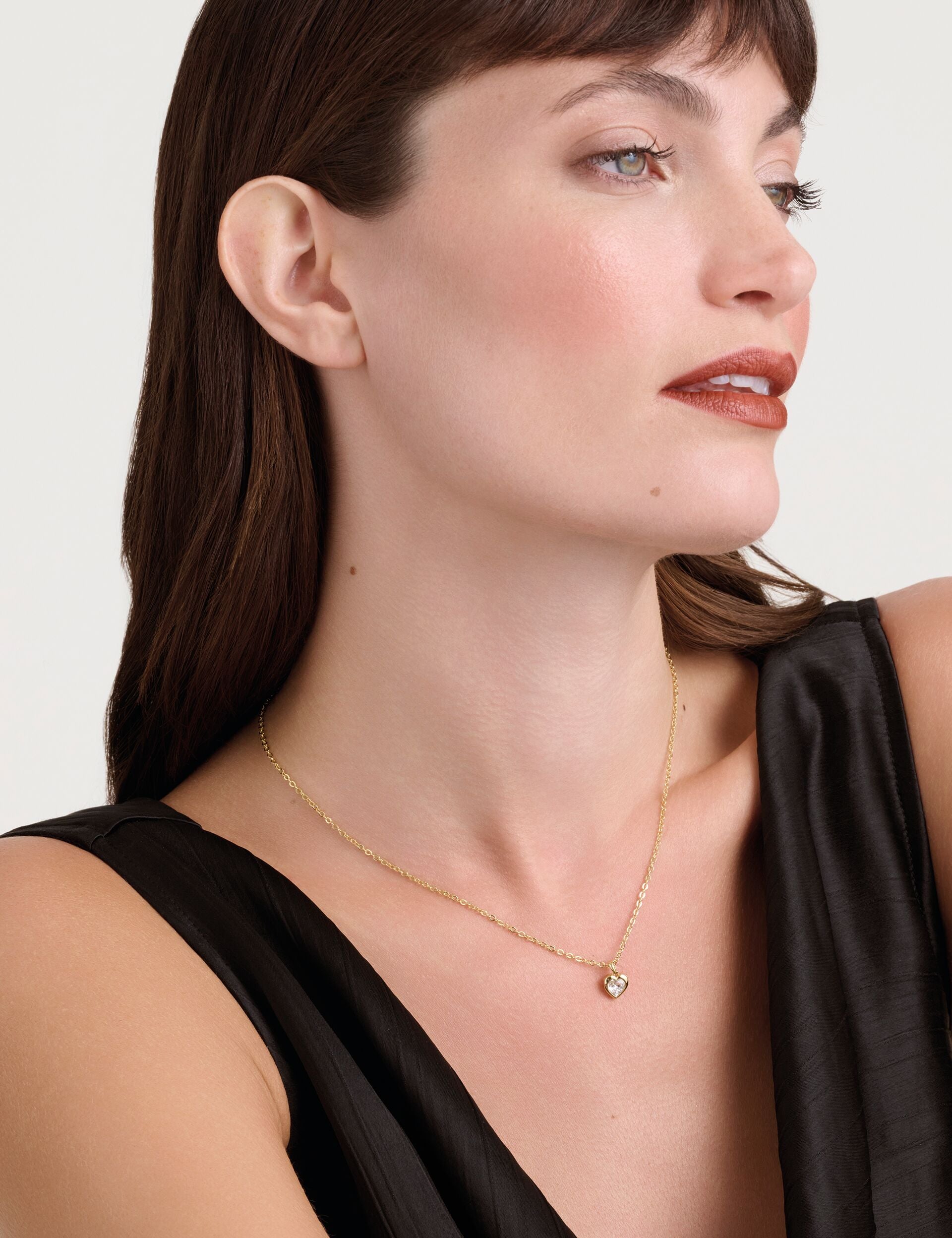 Gold Crystal Heart Pendant Necklace Hannela Ted Baker UK