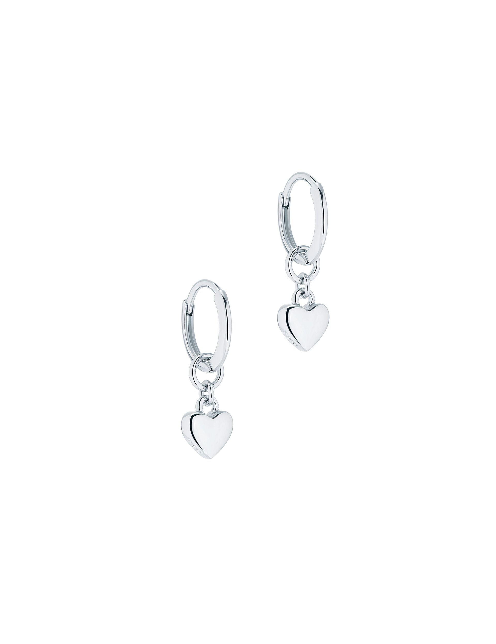 Silver Mini Heart Pendant Hoop Earrings Harrye Ted Baker UK