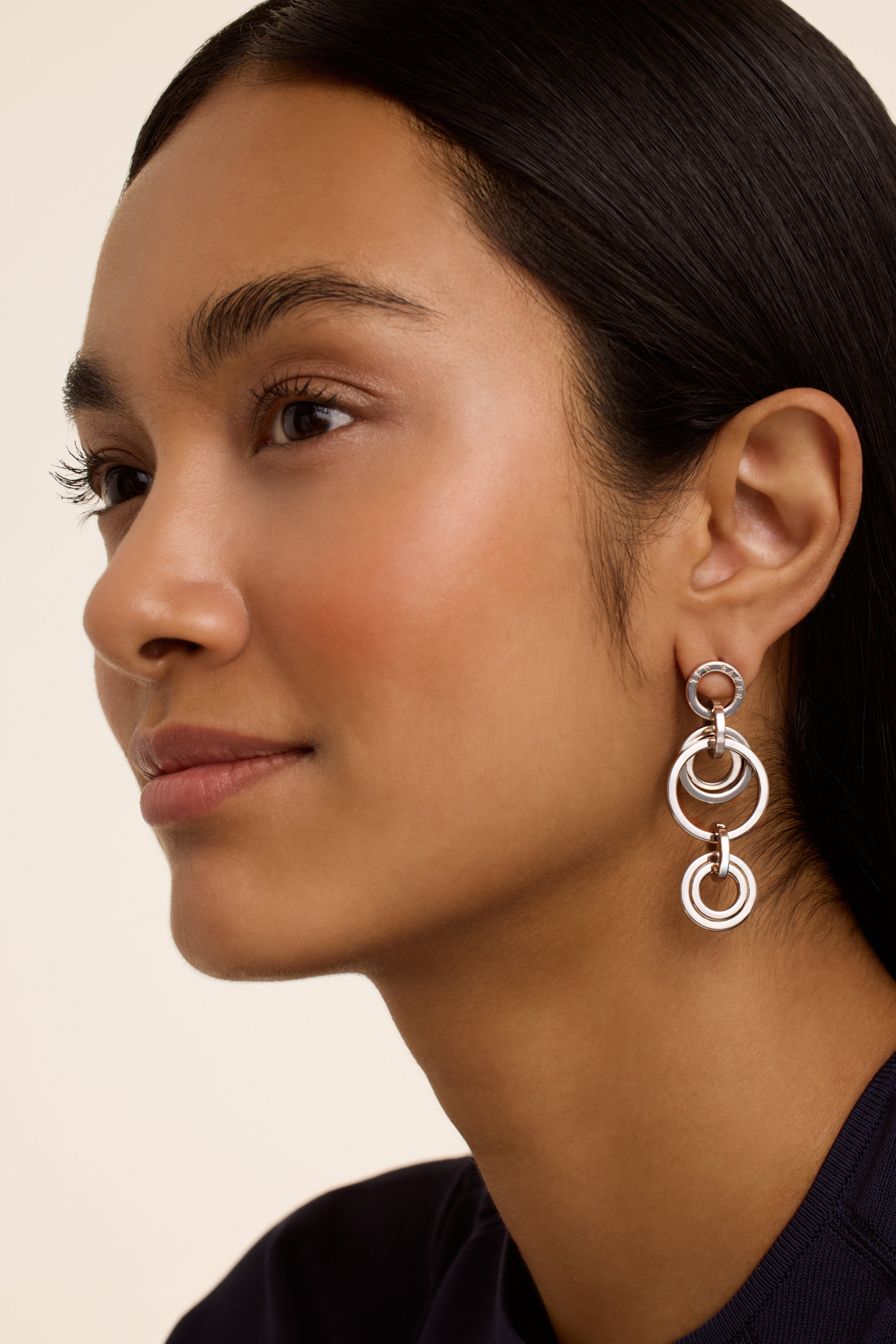 Silver Interlocking Hoop Drop Earrings Huliet Ted Baker US