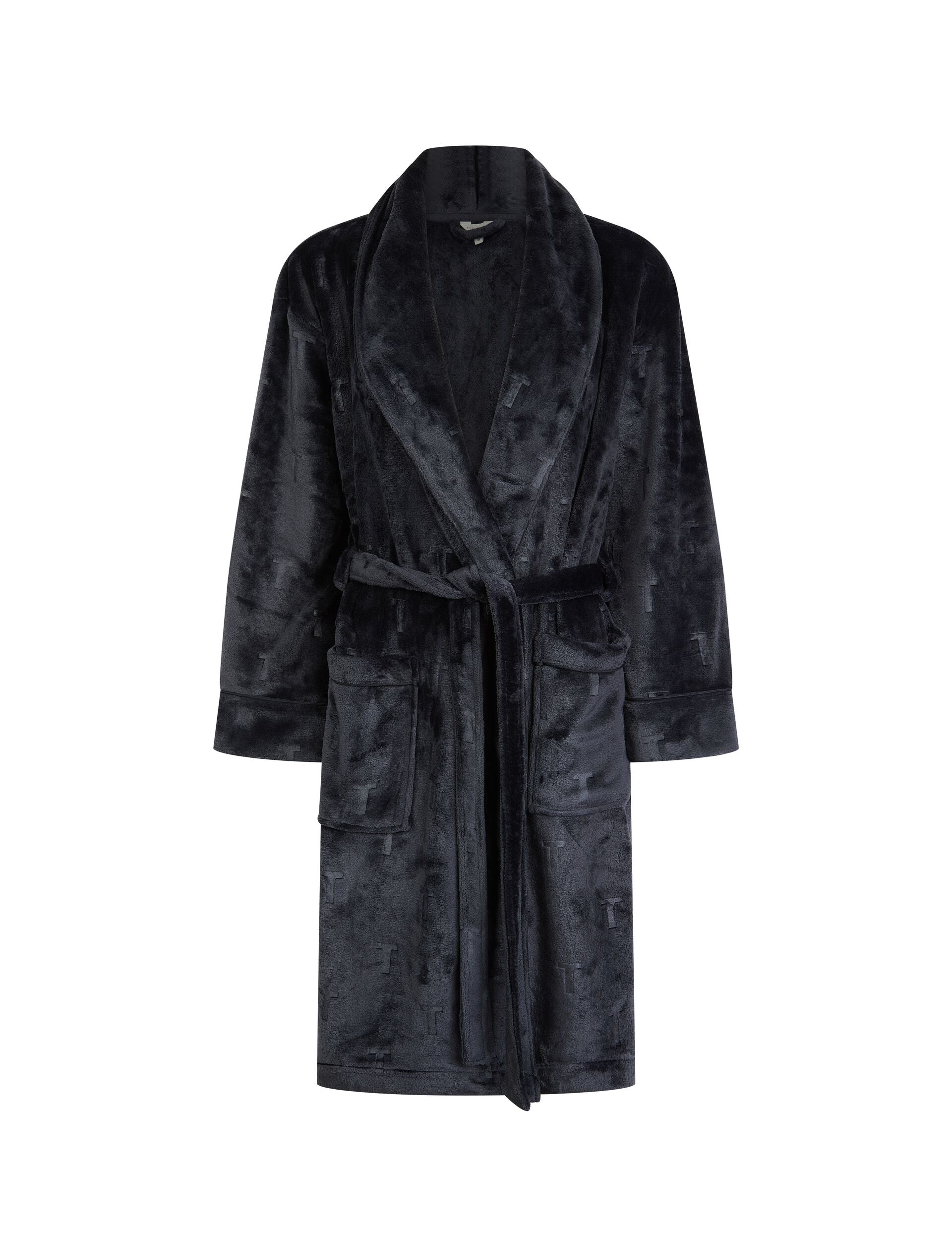 Navy Embossed Logo Fluffy Belted Dressing Gown | Verity | Ted Baker UK Navy Embossed Logo Fluffy Belted Dressing Gown | Verity | Ted Baker UK
