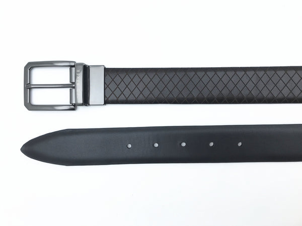 DIAMOND EMBOSSED BELT | BROWN