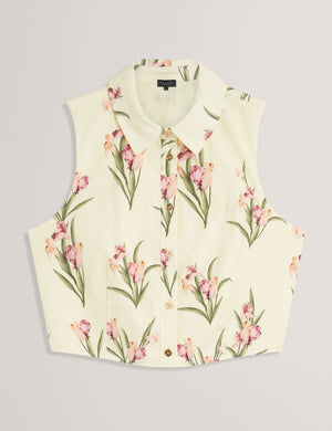 SLEEVELESS BUTTON UP SHIRT | YELLOW