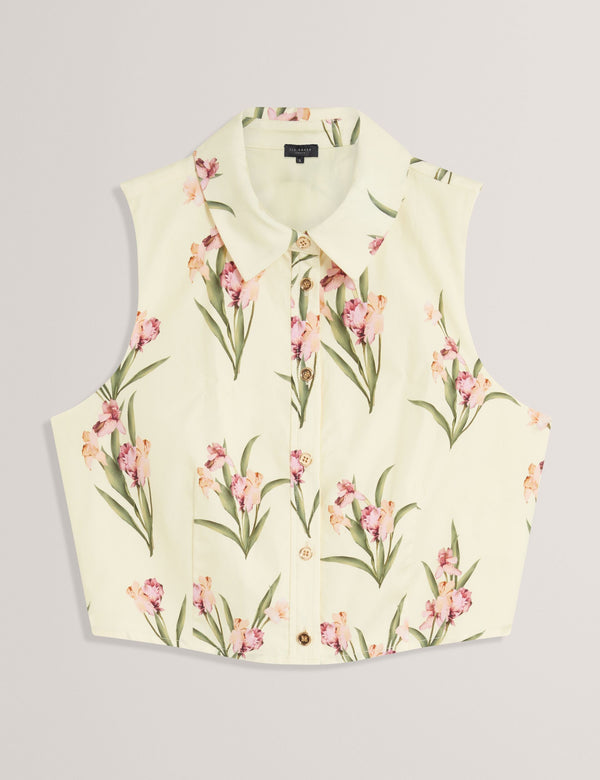SLEEVELESS BUTTON UP SHIRT | YELLOW