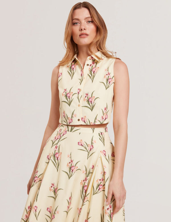 SLEEVELESS BUTTON UP SHIRT | YELLOW