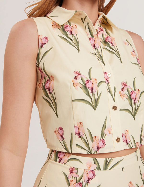 SLEEVELESS BUTTON UP SHIRT | YELLOW