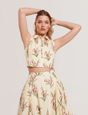 SLEEVELESS BUTTON UP SHIRT | YELLOW