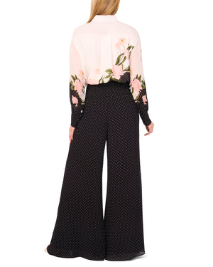 LONG SLEEVE BUTTON UP BLOUSE WITH ENAMEL | WHITE