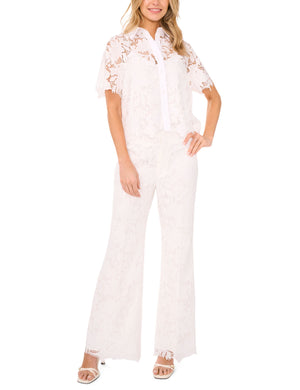 SHORT SLEEVE LACE BLOUSE | WHITE