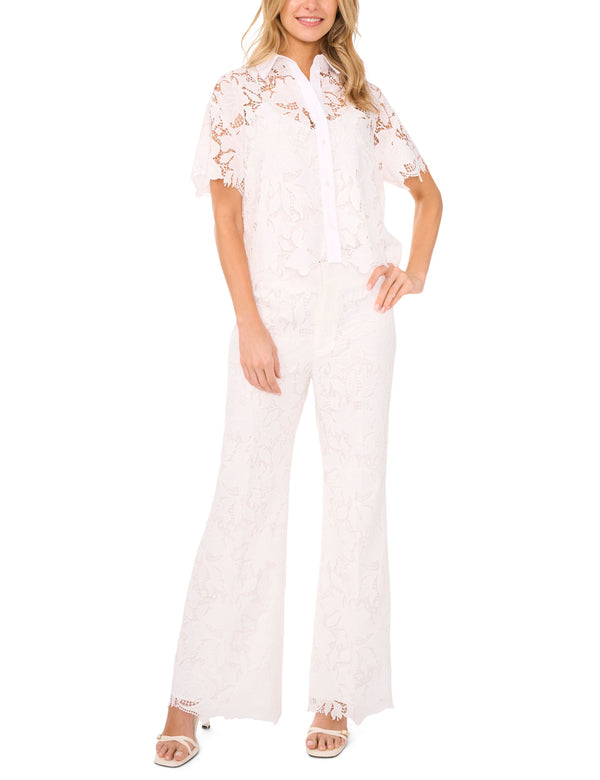 SHORT SLEEVE LACE BLOUSE | WHITE