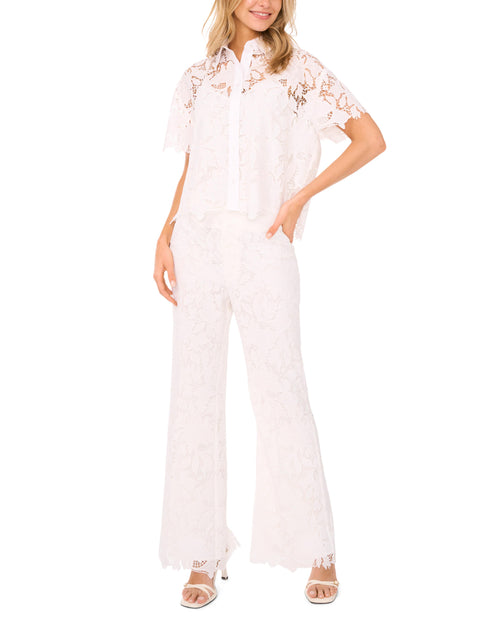 LACE FRONT PLEAT SUITING PANT | ULTRA WHITE