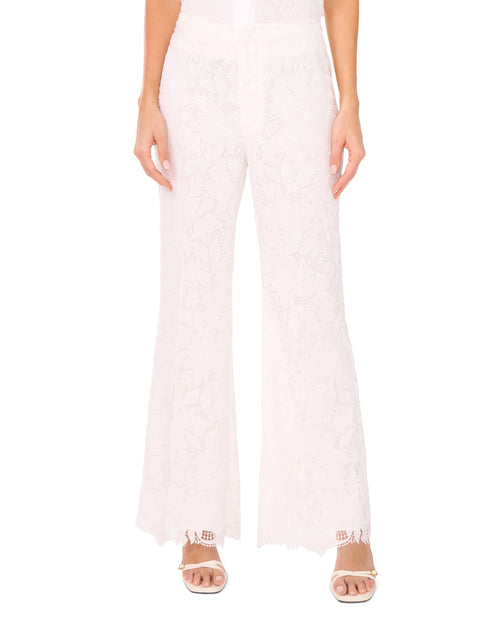 LACE FRONT PLEAT SUITING PANT | ULTRA WHITE