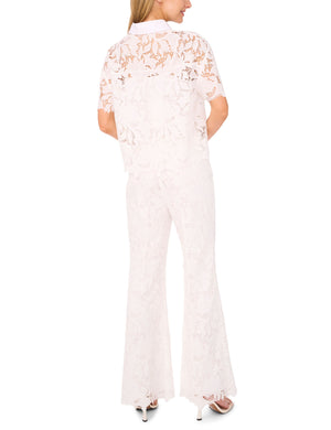 SHORT SLEEVE LACE BLOUSE | WHITE