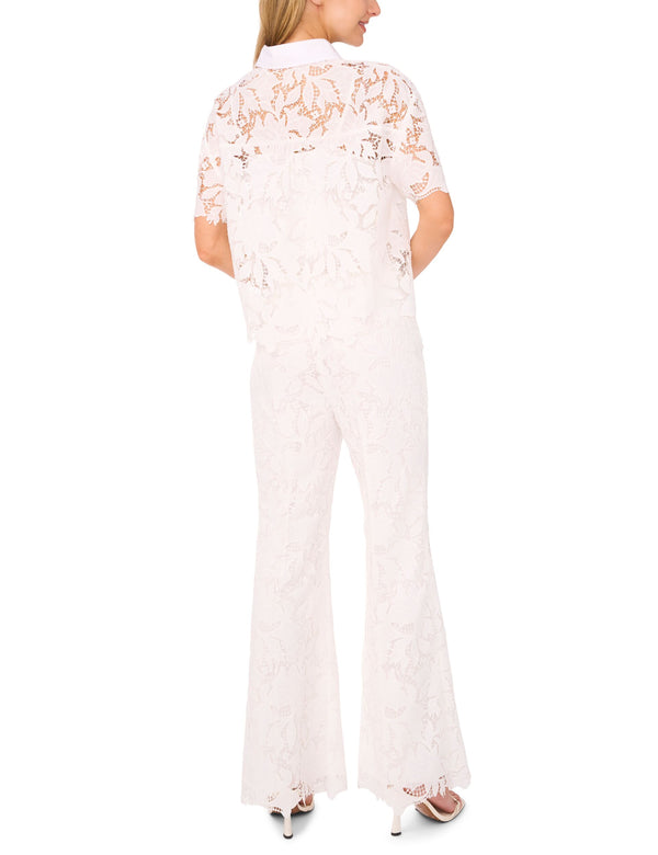 SHORT SLEEVE LACE BLOUSE | WHITE
