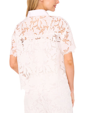SHORT SLEEVE LACE BLOUSE | WHITE