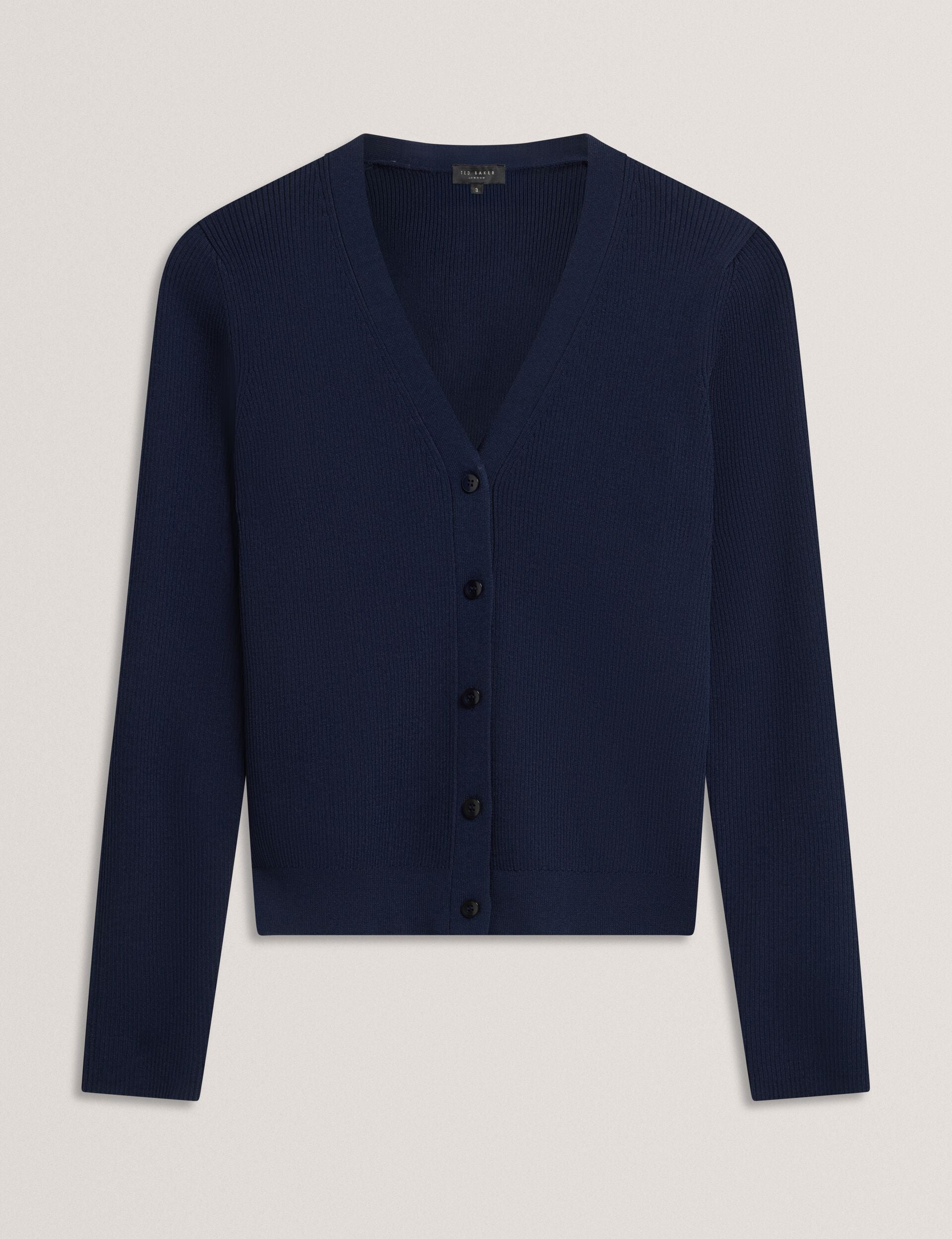 Navy Navy | V-neck Cardigan With Rib | Ted Baker US