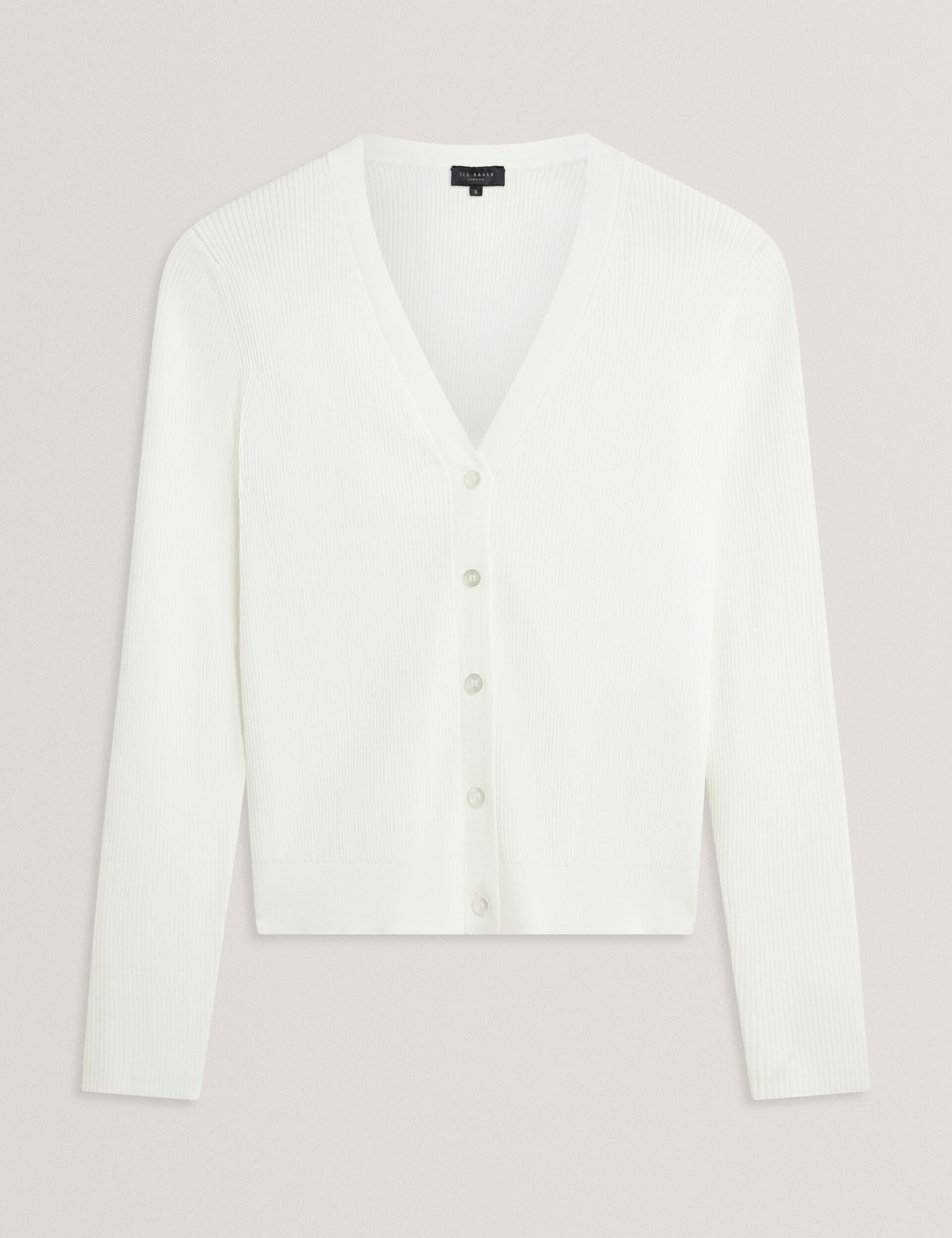 Ivory | V-neck Cardigan With Rib | Ted Baker US