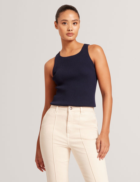 Navy Navy | Crew Neck Tank Top With Rib | Ted Baker US