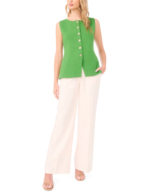 Sleeveless Button Down | DARK GREEN