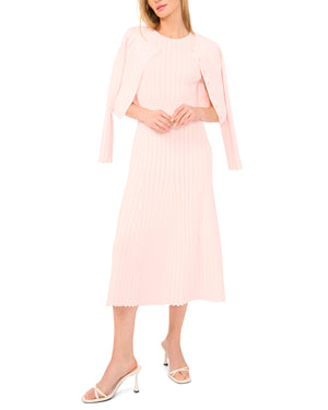 CARDIGAN WITH POINTELLE & RIB | PALE PINK