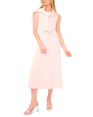 CARDIGAN WITH POINTELLE & RIB | PALE PINK