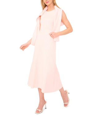 CARDIGAN WITH POINTELLE & RIB | PALE PINK