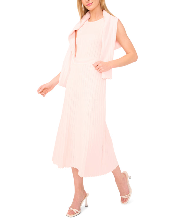 CARDIGAN WITH POINTELLE & RIB | PALE PINK