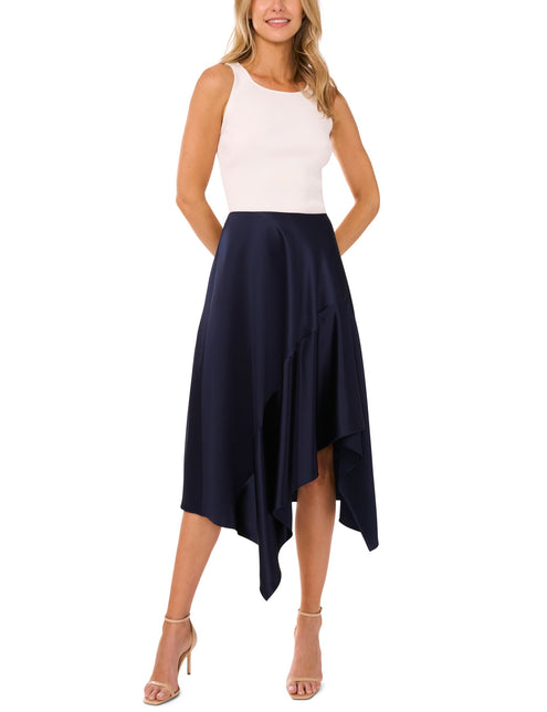 ASYMMETRIC MIDI SKIRT | NAVY