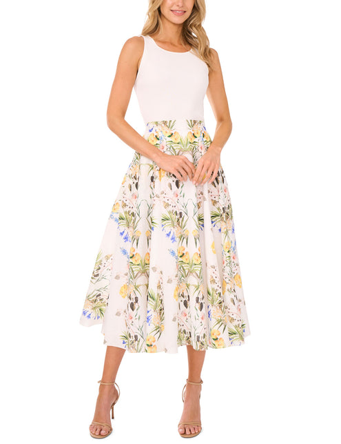 A-LINE LINEN MIDI SKIRT | ULTRA WHITE